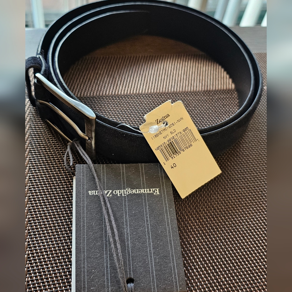 Ermenegildo Zegna Navy Suade Belt (Size 40 US)
